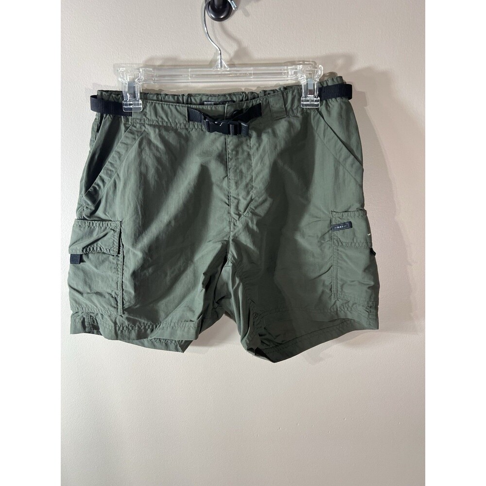 REI Men's Green Belted Nylon Hiking Cargo Shorts Upf +50 Wasit 28 Stretch